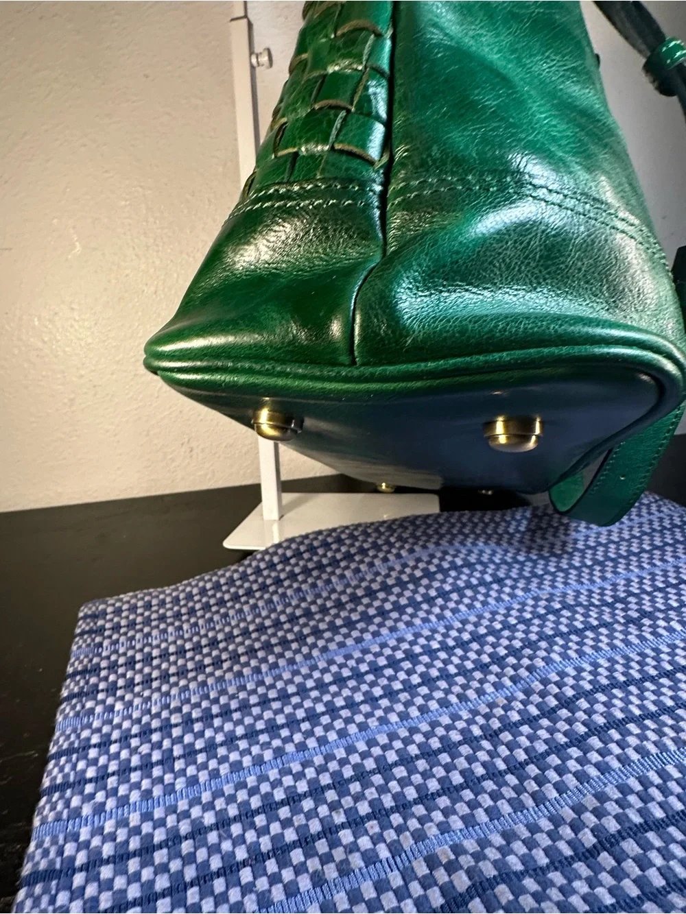 Patricia Nash Discovery Collection Augusta Satchel (Woven Emerald Green Leather)